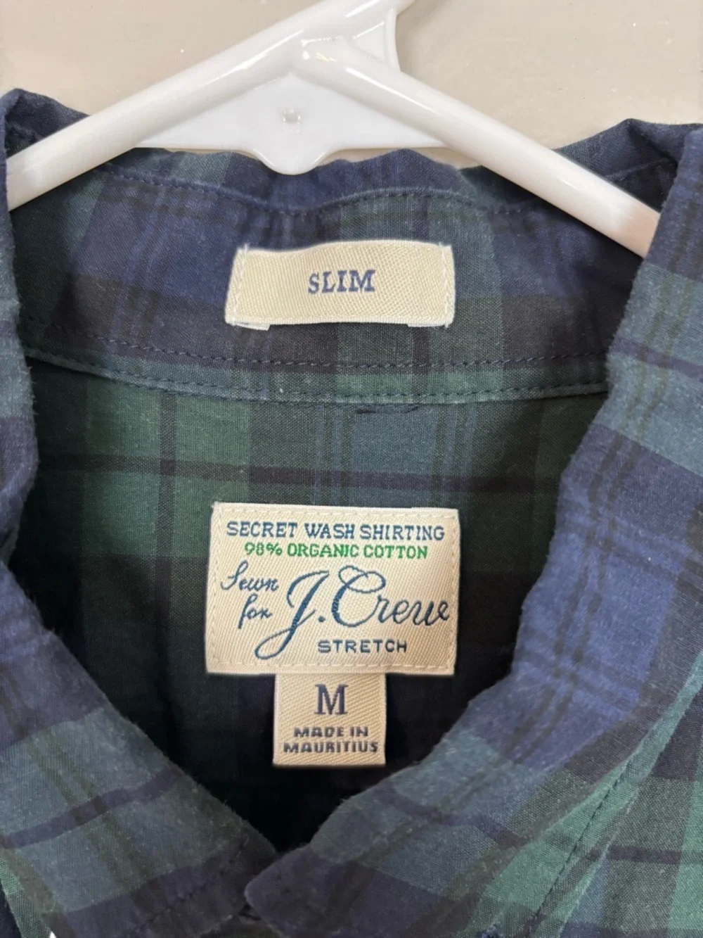 J Crew Shirt Mens Med Slim Secret Wash Organic Cotton Stretch Long Sleeve Plaid